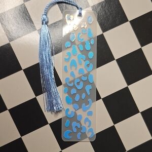 Blue Leopard Print Bookmark with Tassel